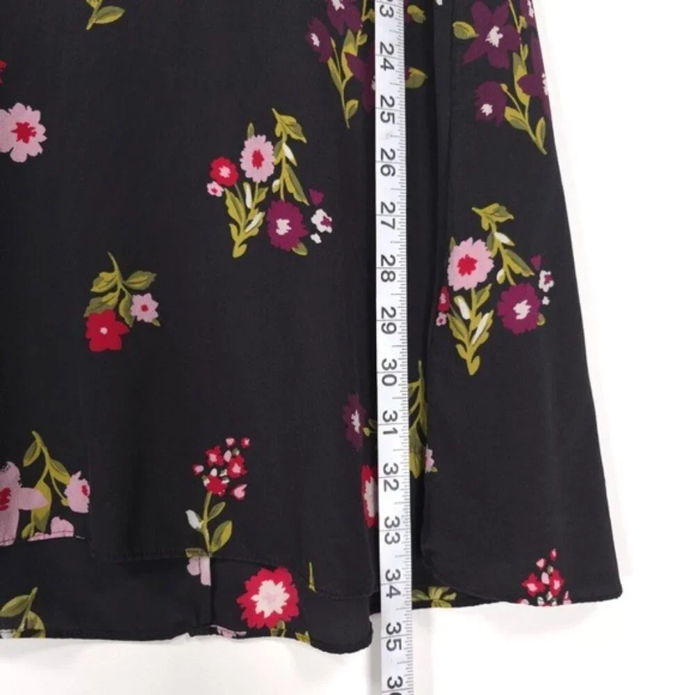 Kate Spade‎ 100% SILK In Bloom Ruffle Dress Women’s Size 2 Black Floral